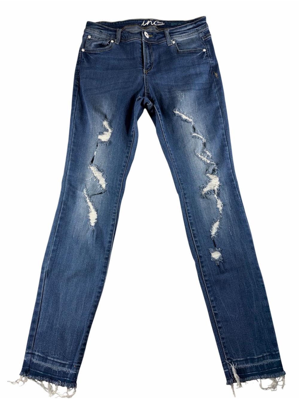 INC International Concepts Blue Distressed Skinny Jeans
